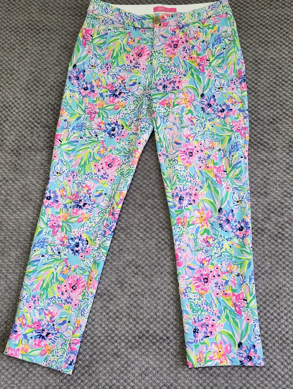 Lilly Pulitzer KELLY 6 Alligator Isle Floral Cropped Pants - Pink, Blue & Green